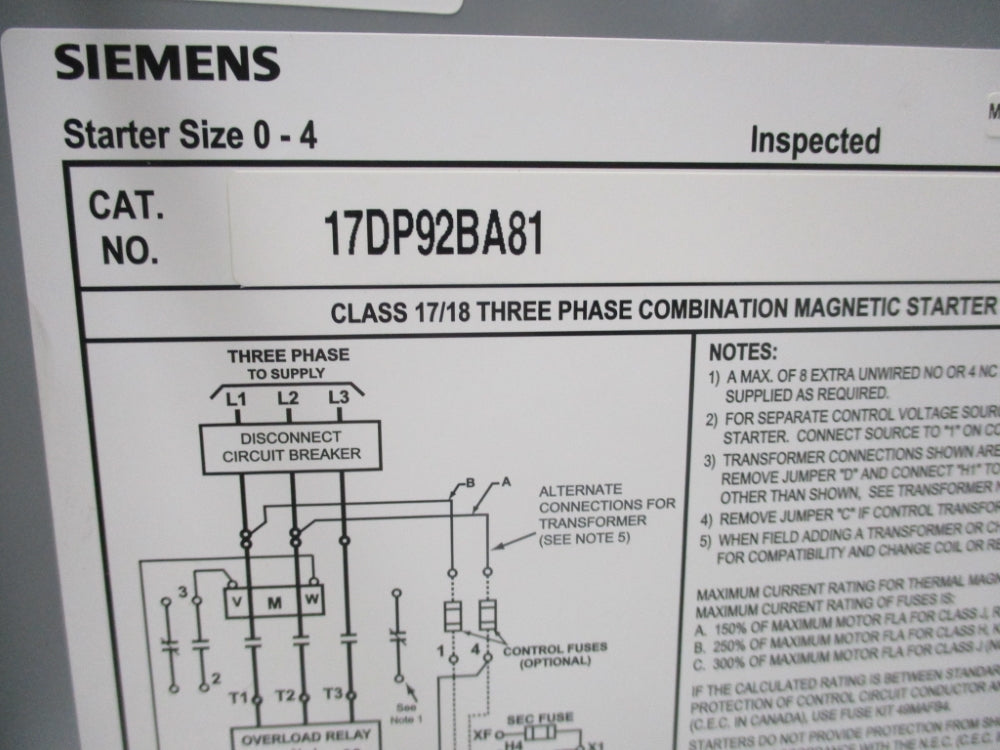 SIEMENS 17DP92BA81 SER. C NSMP