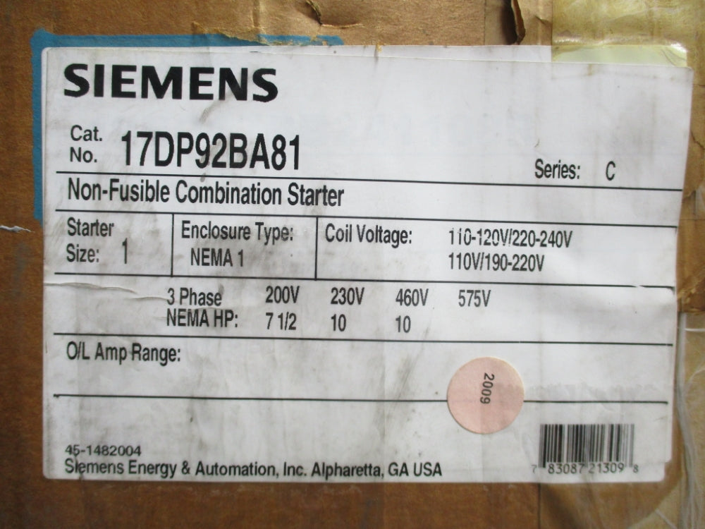 SIEMENS 17DP92BA81 SER. C NSMP
