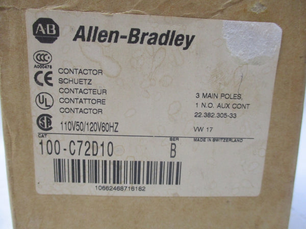 ALLEN BRADLEY 100-C72D10 SER. B 110/120V 100A (BR/WH) NSMP
