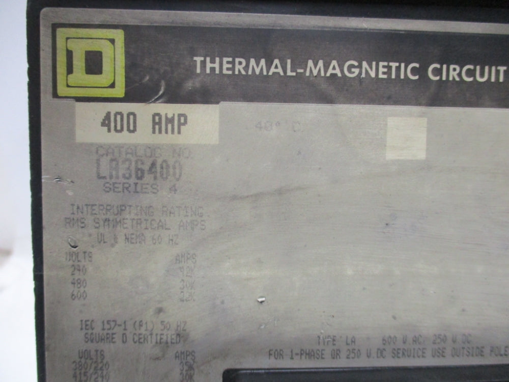 SQUARE D LA36400 SER. 4 600V 400A (GREY) UNMP