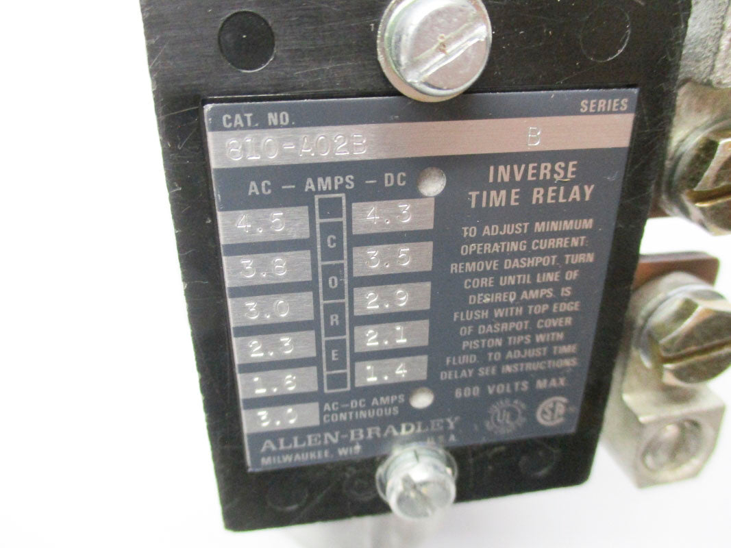 ALLEN BRADLEY 810-A02B SER. B 600V 3A (BR/WH) NSMP