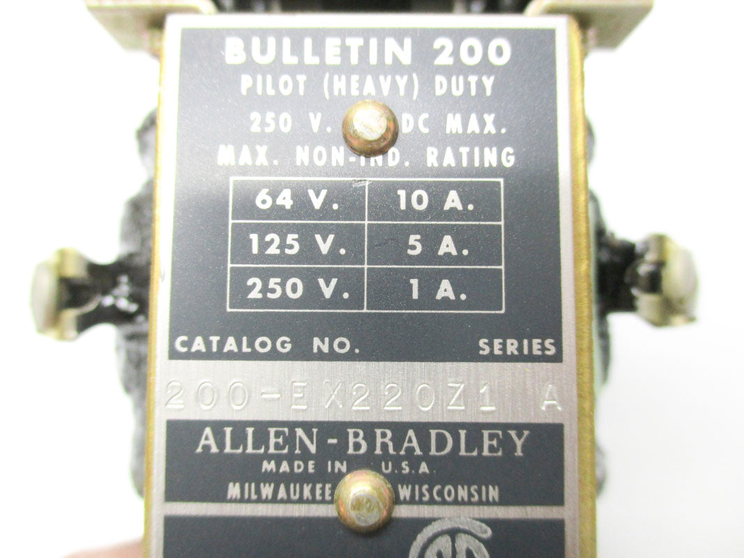 ALLEN BRADLEY 200-EX220Z1 SER. A 10A 250VDC NSNP