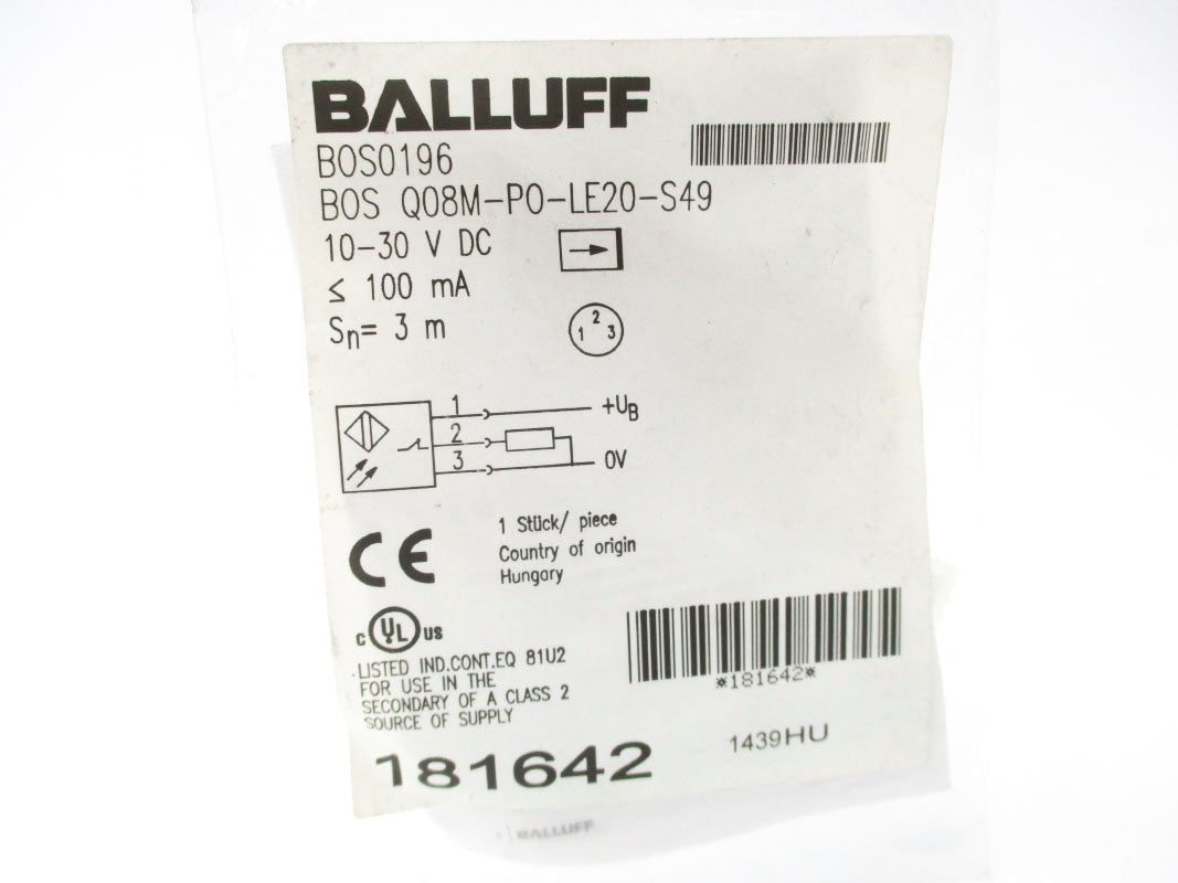 BALLUFF BOSQ08M-PO-LE20-S49 BOS0196 NSMP
