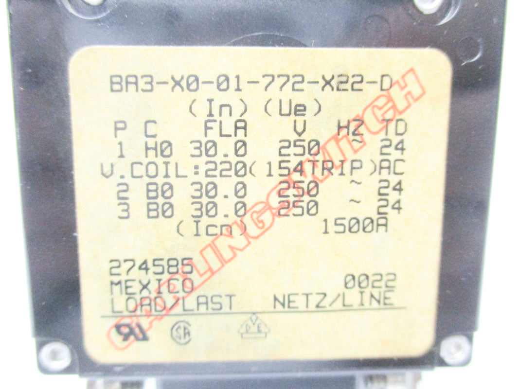 CARLING SWITCH BA3-X0-01-772-X22-D 220V 1500A NSNP