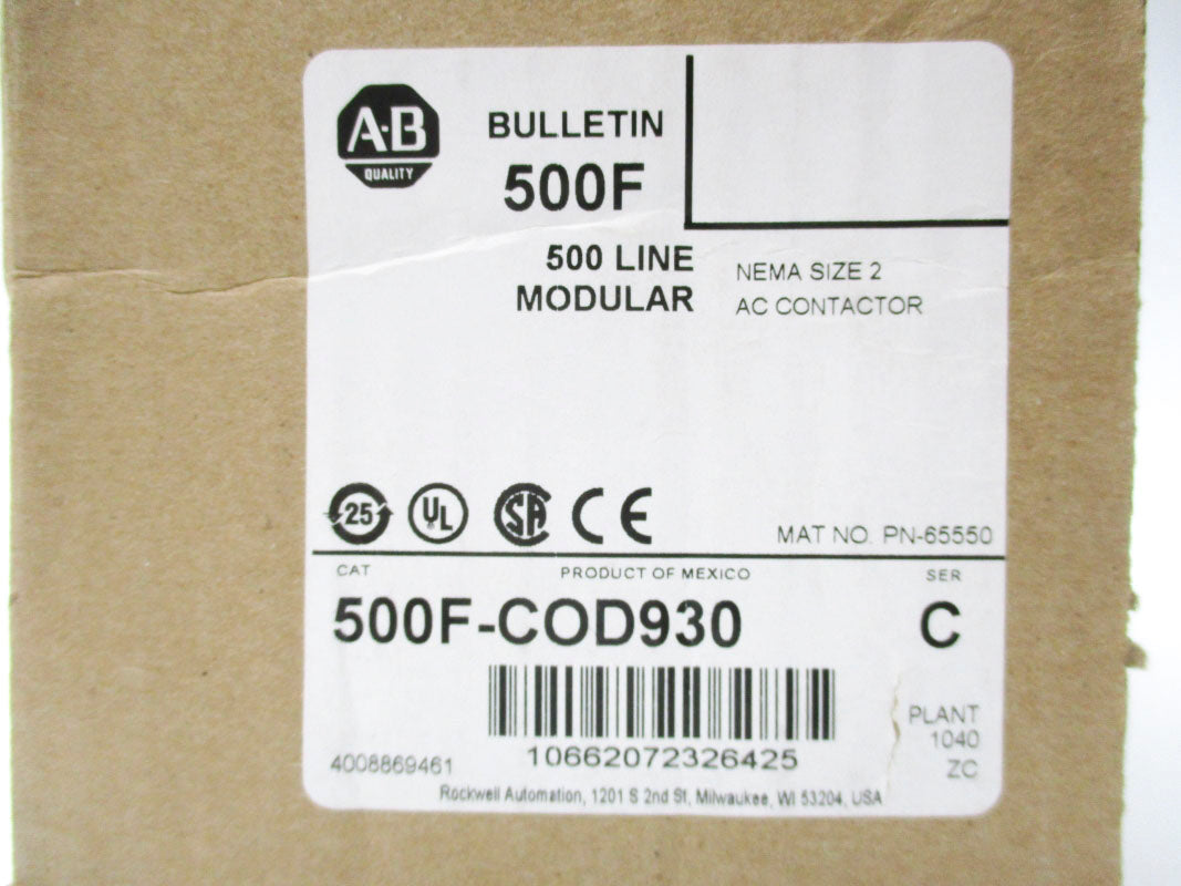 ALLEN BRADLEY 500F-COD930 SER. C 110/115-120V 45A (BR/WH) NSMP
