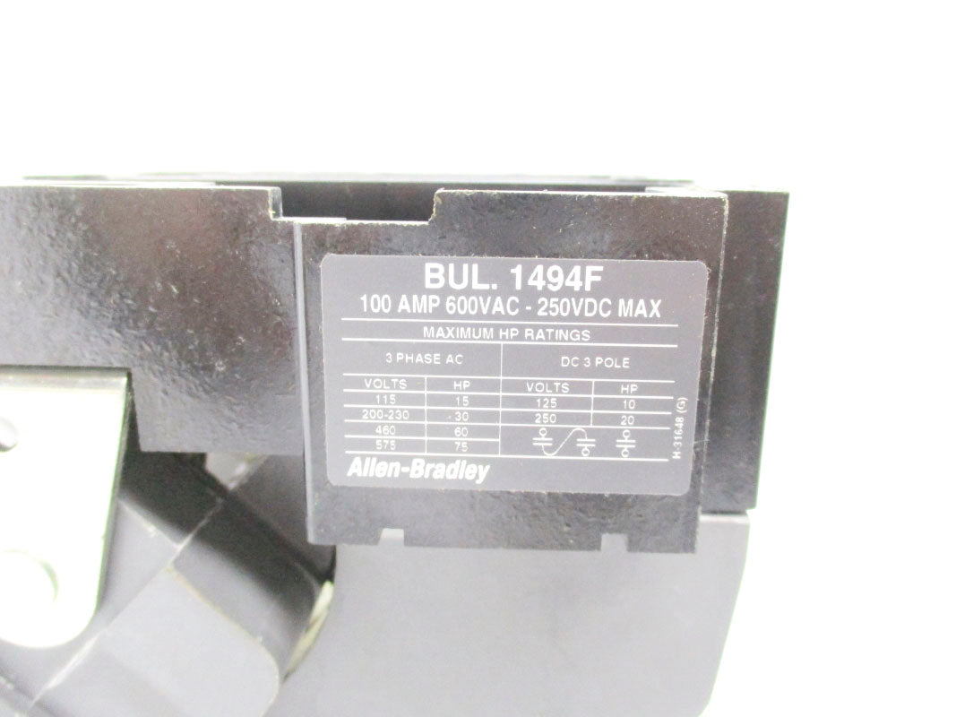 ALLEN BRADLEY X-419118 1494F 100A 600V NSMP