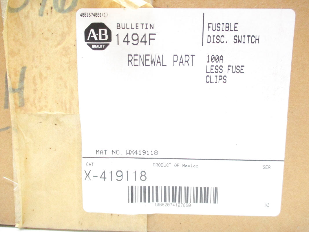 ALLEN BRADLEY X-419118 1494F 100A 600V NSMP