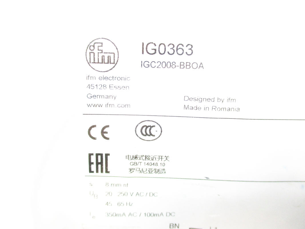 IFM EFECTOR IG0363 IGC2008-BBOA 20-250V NSMP