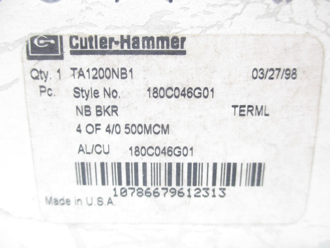 CUTLER HAMMER TA1200NB1 180C046G01 NSMP