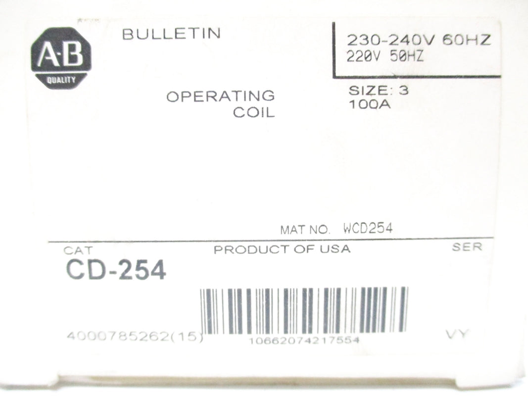 ALLEN BRADLEY CD-254 220/230-240V 100A (WH) NSMP