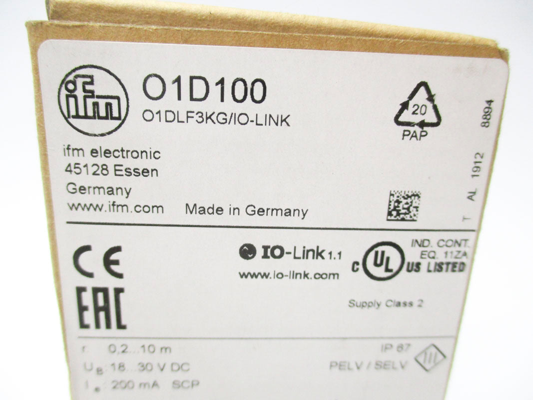 IFM EFECTOR O1D100 O1DLF3KG/IO-LINK 18-30VDC NSMP
