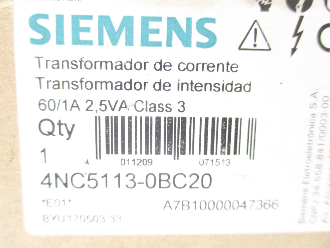 SIEMENS 4NC5113-0BC20 60/1A 2.5VA NSMP