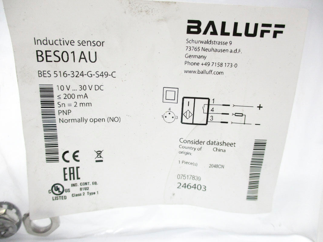 BALLUFF BES516-324-G-S49-C BES01AU 10-30VDC NSMP