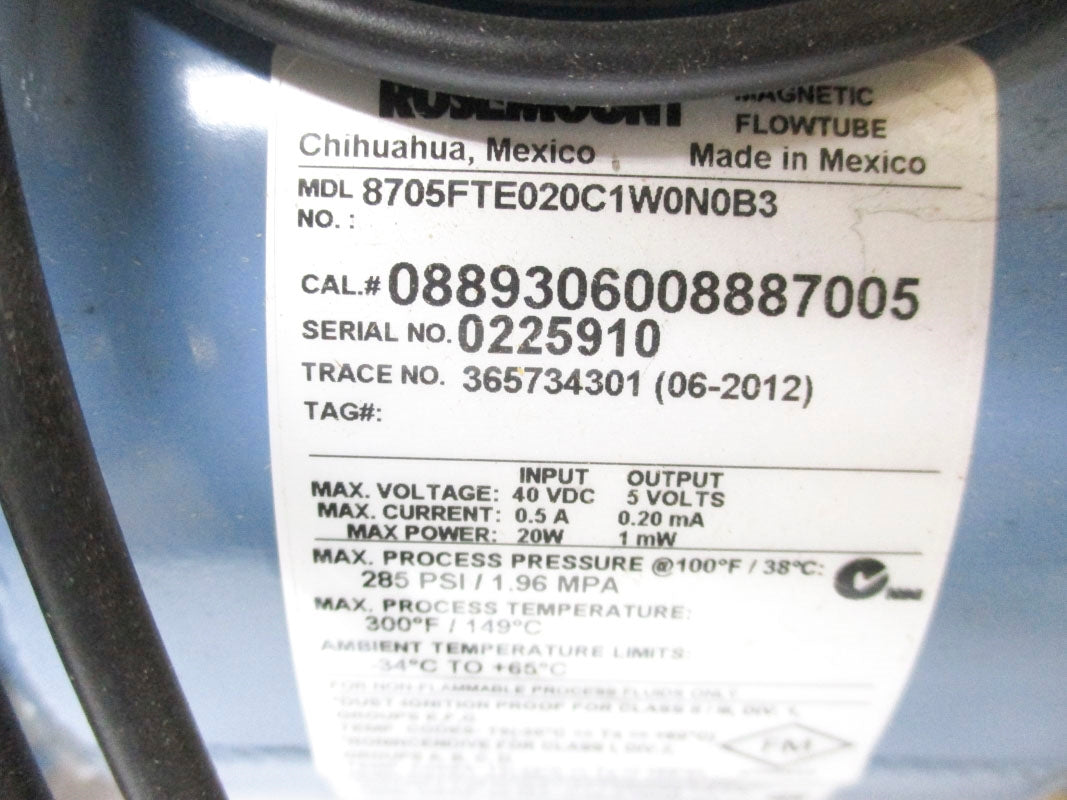 ROSEMOUNT 8705FTFE020C1W0N0B3 40VDC 0.5A 285PSI NSMP