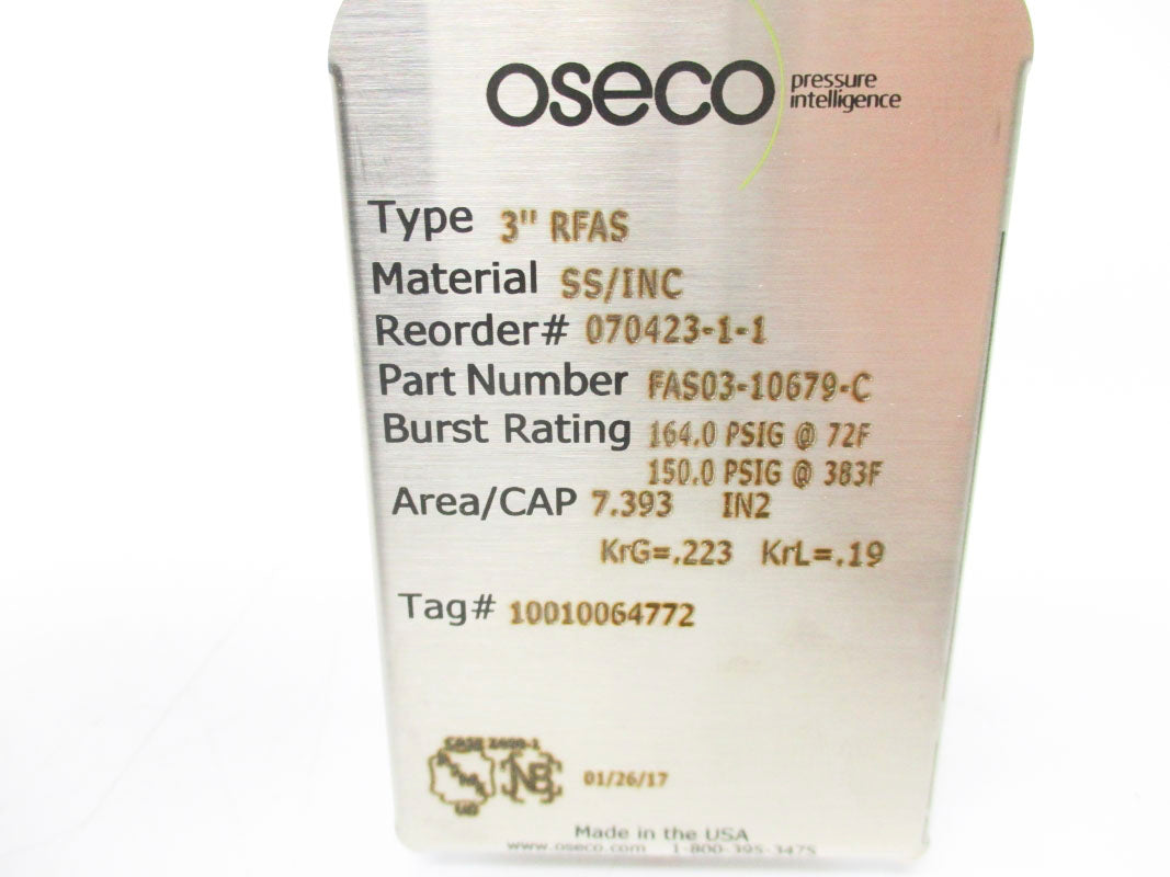 OSECO FAS03-10679-C 164.0PSI 383'F NSMP