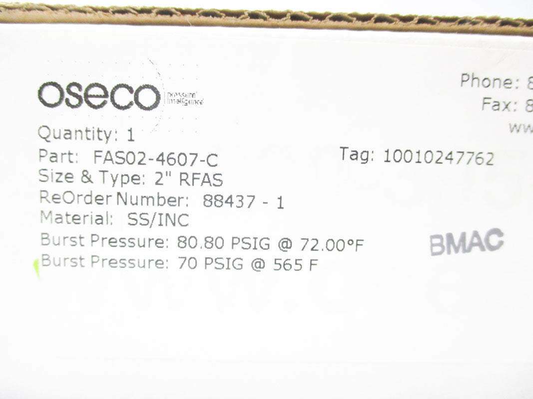 OSECO FAS02-4607-C 80.8PSI 565'F NSMP