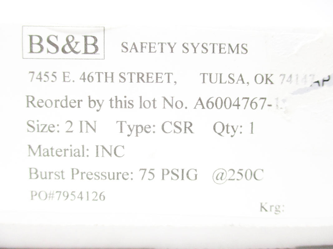 BS&B A6004767-1 75PSI 250'C NSMP