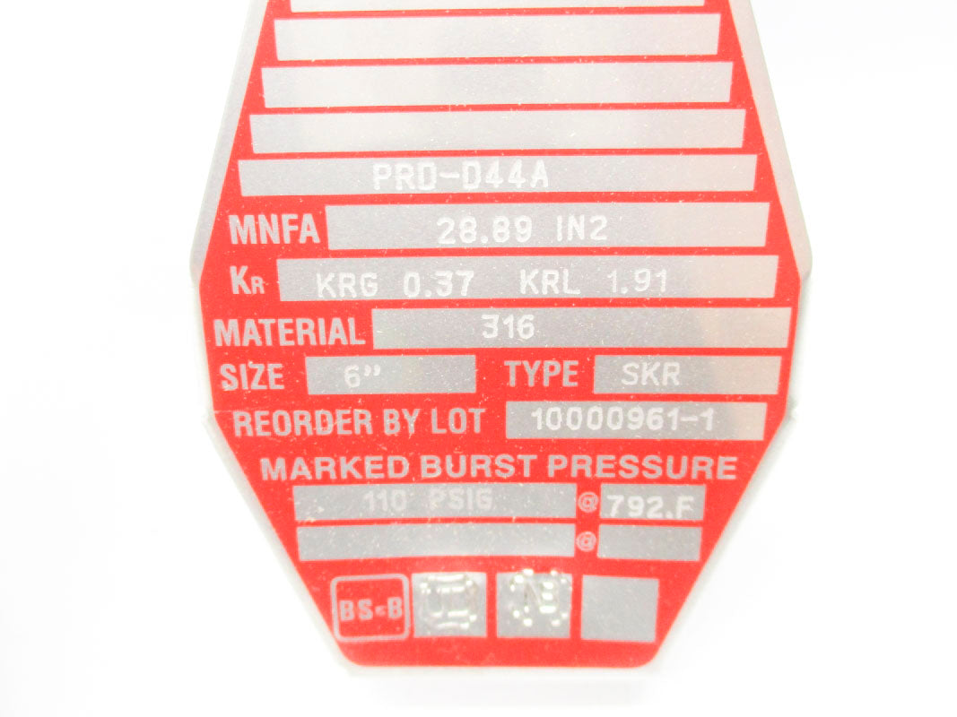 BS&B 10000961-1 110PSI 792'F NSMP