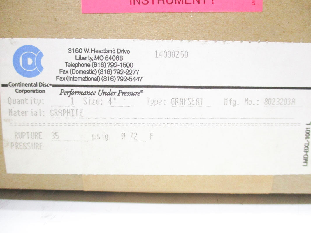 CONTINENTAL DISC 8023203A 35PSI 72'F NSMP