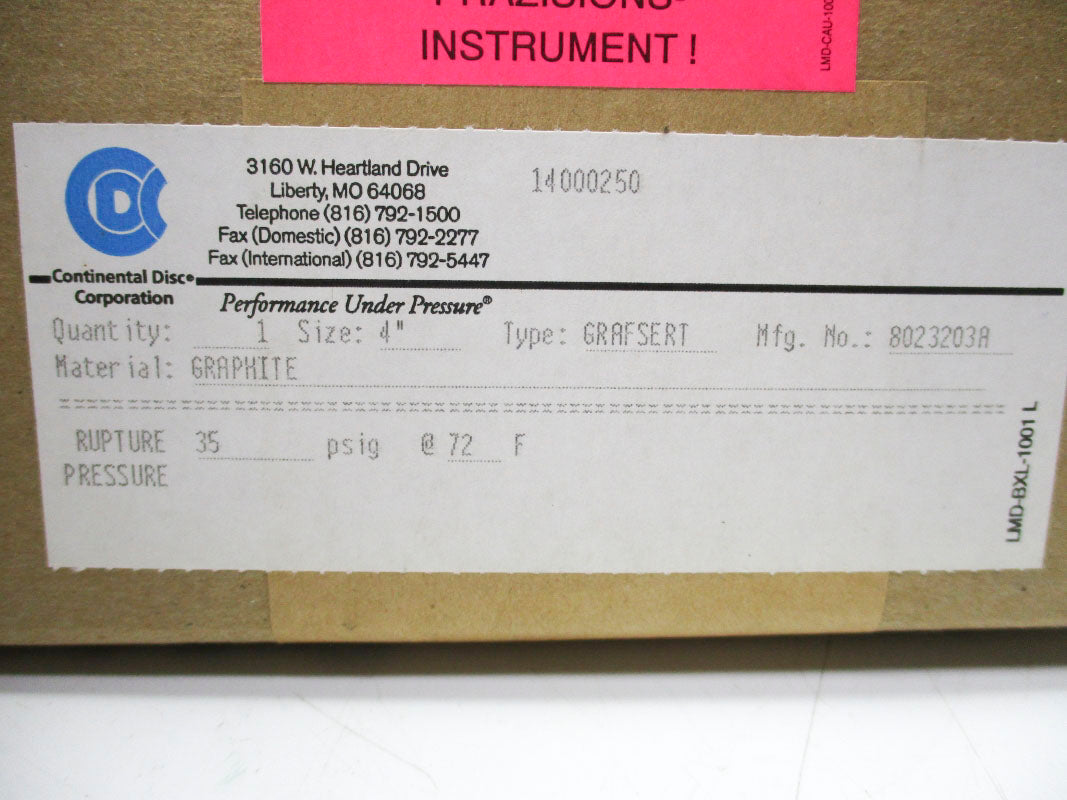 CONTINENTAL DISC 8023203A 35PSI 72'F NSFS