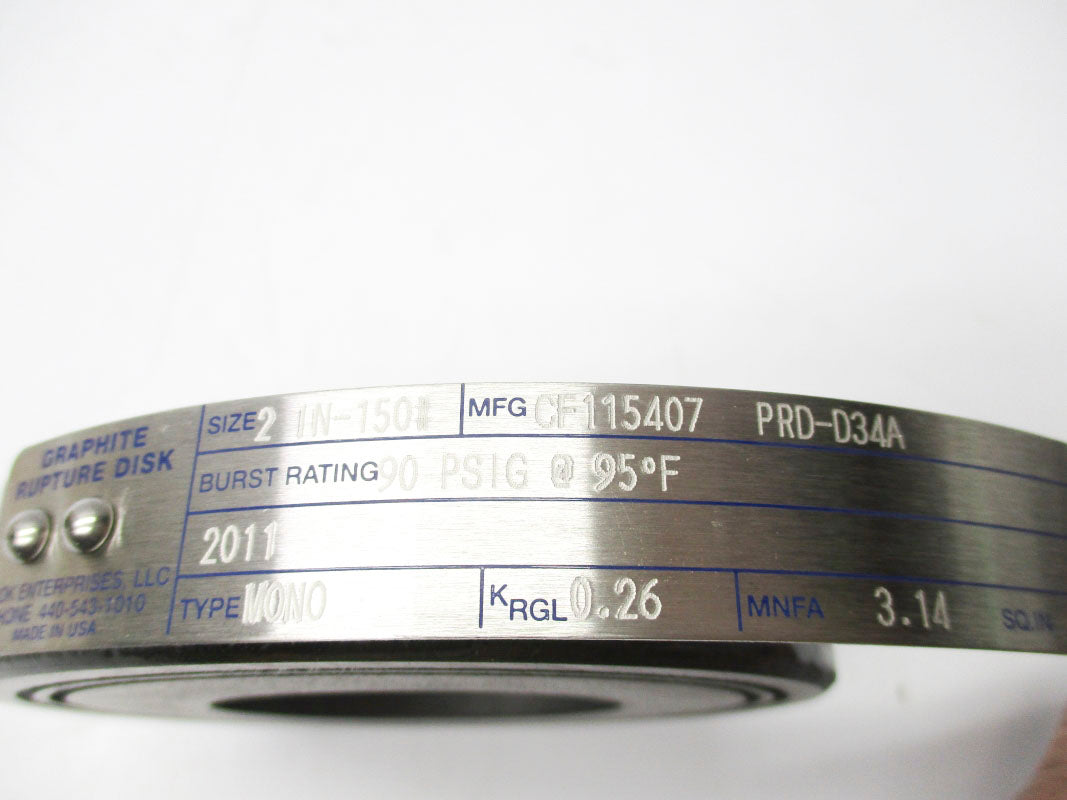 ZOOK ENTERPRISES CF115407 PRD-D34A 90PSI 2" NSMP