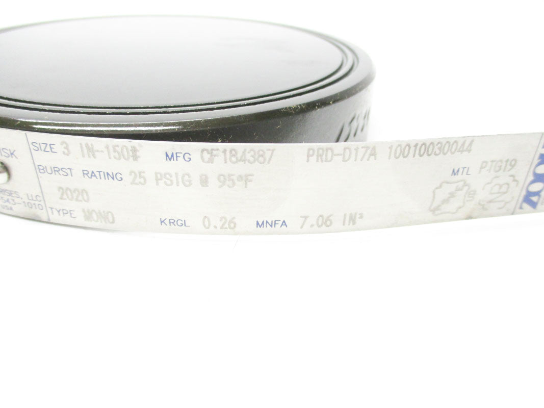 ZOOK ENTERPRISES CF184387 PRD-D17A 25PSI 3" NSMP
