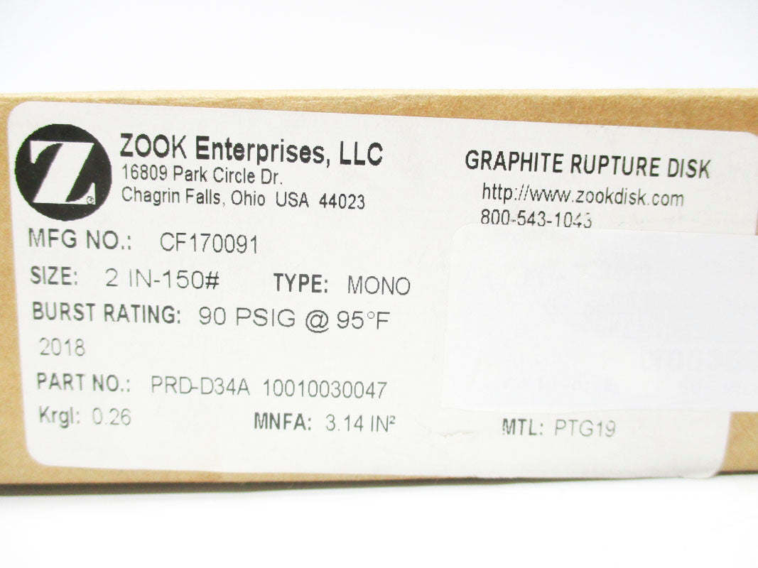 ZOOK ENTERPRISES CF170091 PRD-D34A 90PSI 2" NSMP