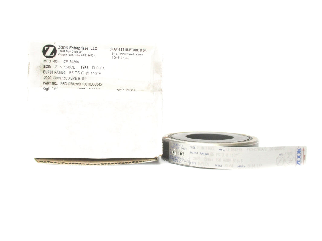 ZOOK ENTERPRISES CF184395 PRD-D782A/B 85PSI 2" NSMP