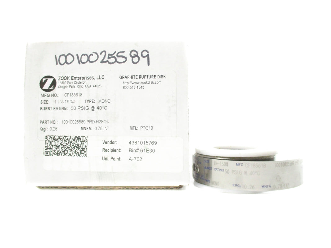 ZOOK ENTERPRISES CF185618 10010025589-PRD-H2SO4 50PSI 1" NSMP