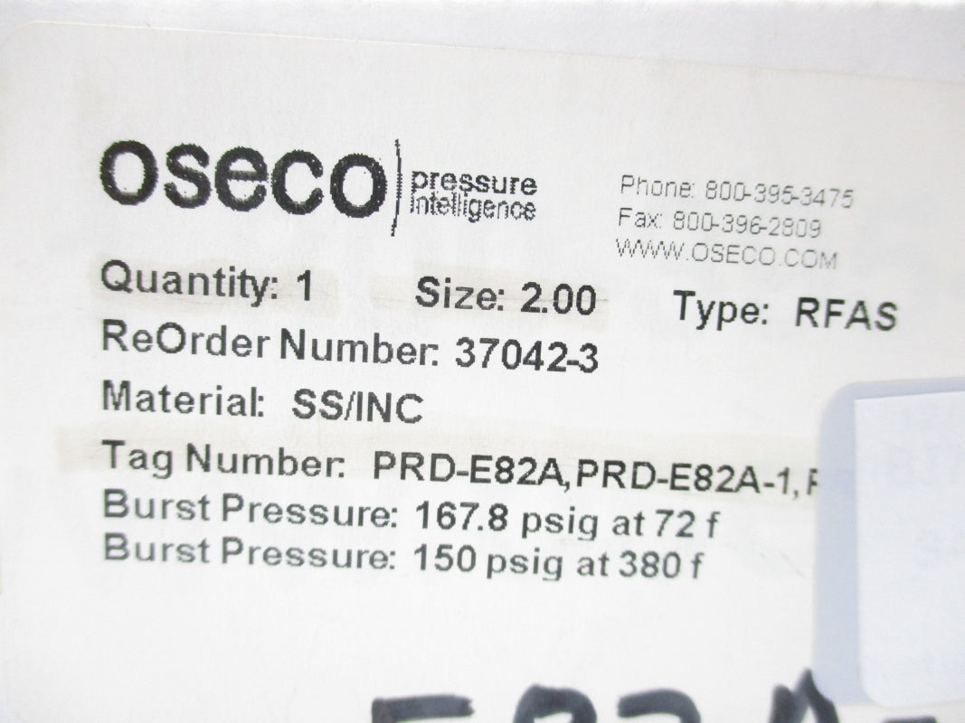 OSECO 37042-3 RFAS 2" 167.8PSI 380'F NSMP