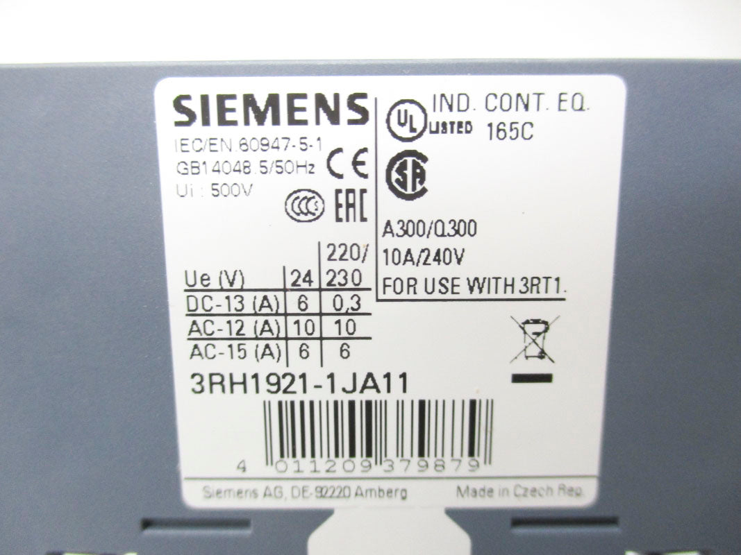 SIEMENS 3RH1921-1JA11 10A 240V NSMP