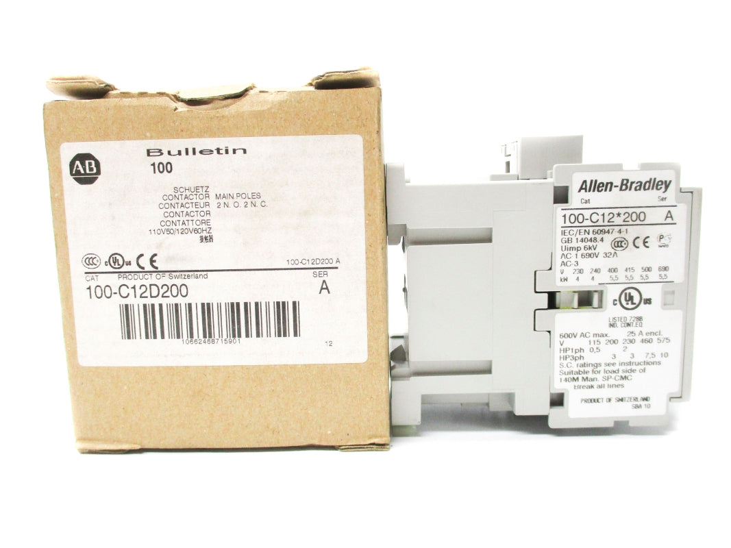ALLEN BRADLEY 100-C12D200 SER. A 110/120V 12A (BR/WH) NSMP