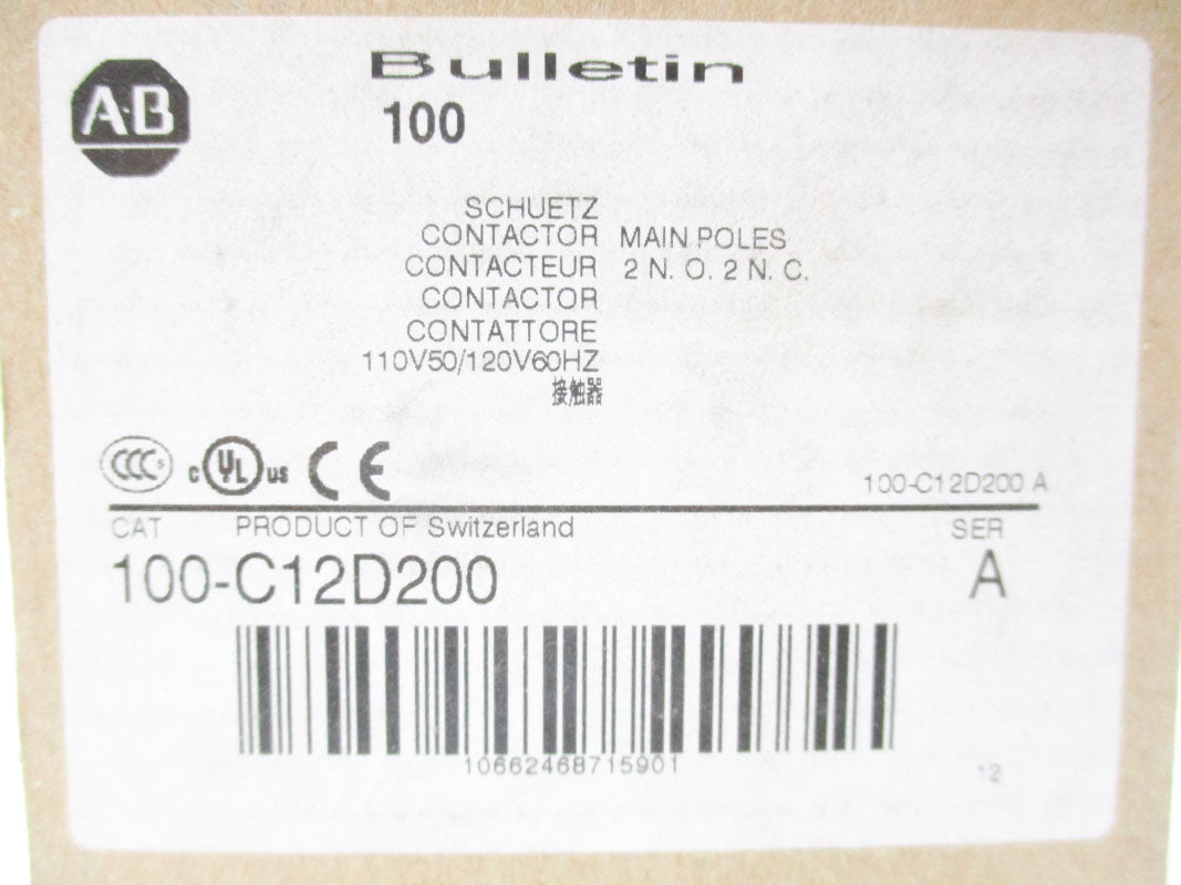ALLEN BRADLEY 100-C12D200 SER. A 110/120V 12A (BR/WH) NSMP