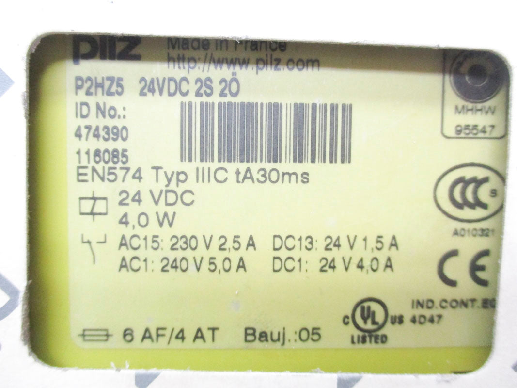 PILZ P2HZ524VDC2S2O 24VDC 4.0A NSMP