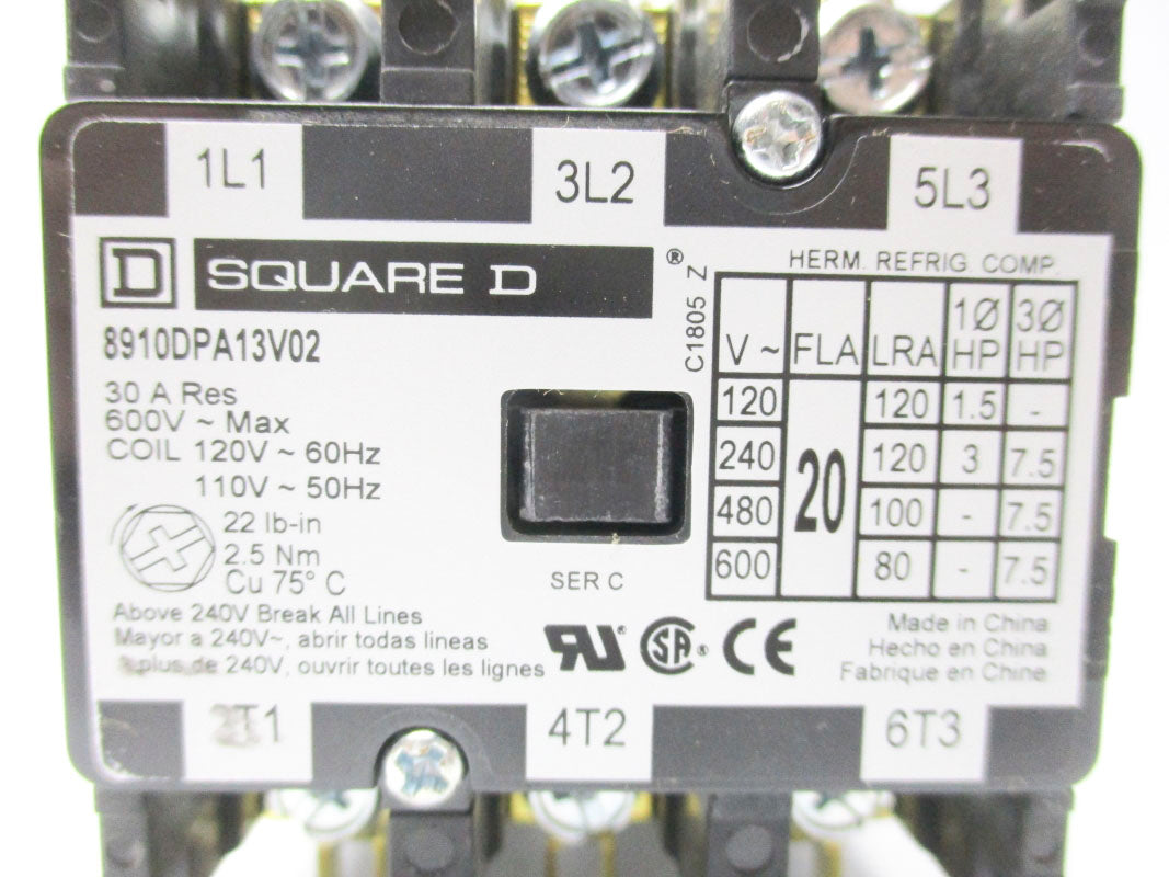 SQUARE D 8910DPA13V02 SER. C 110/120V 30A NSNP