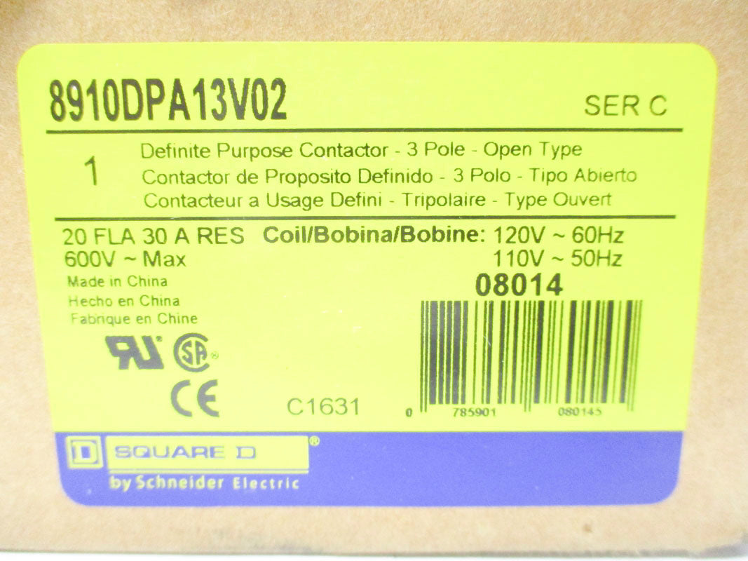 SQUARE D 8910DPA13V02 SER. C 110/120V 20A NSMP