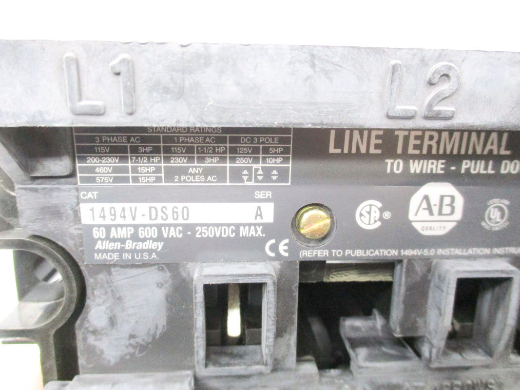INDUSTRIAL SPARE PART 1494V-DS60 SER. A 600VAC 60A NSNP