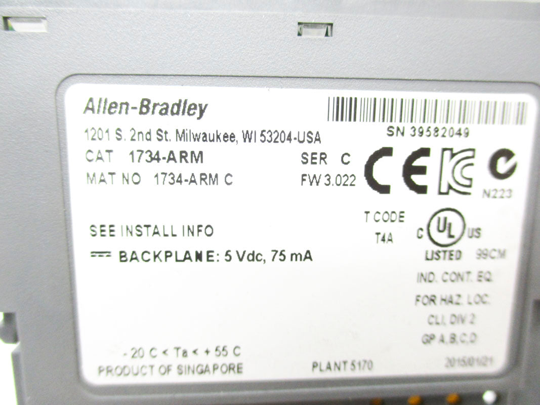 ALLEN BRADLEY 1734-ARM SER. C 5VDC F/W 3.022 NSMP