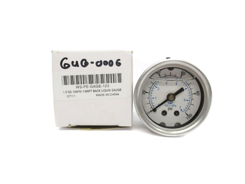 GAUGE WS-PE-GAGE-123 0-100PSI 1/8" NSMP