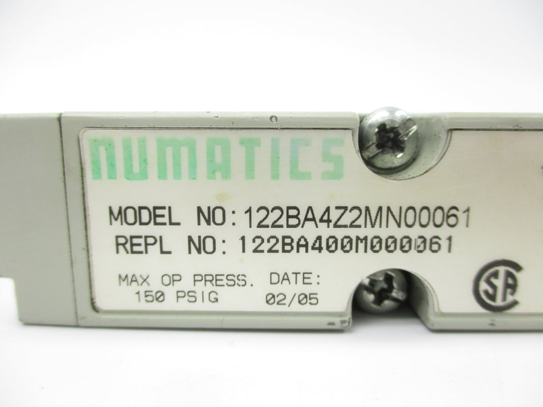 NUMATICS 122BA400M000061 24VDC 150PSI UNMP