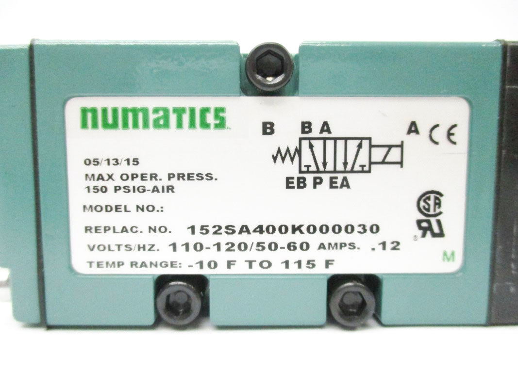 NUMATICS 152SA400K000030 110-120V .12A 150PSI -10-115'F NSNP