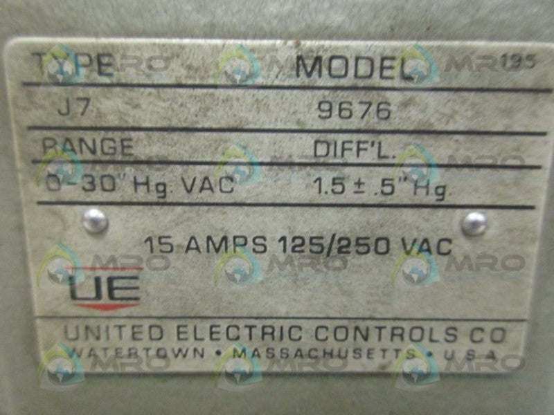 UNITED ELECTRIC 9676 PRESSURE SWITCH UNMP