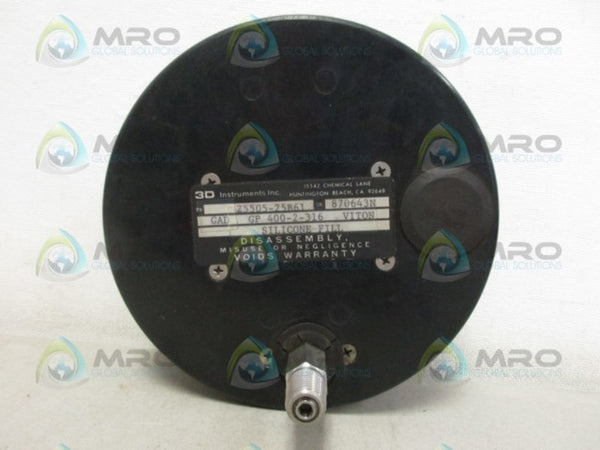 3D INSTRUMENTS GP400-2-316 GAUGE 0-200 NSNP