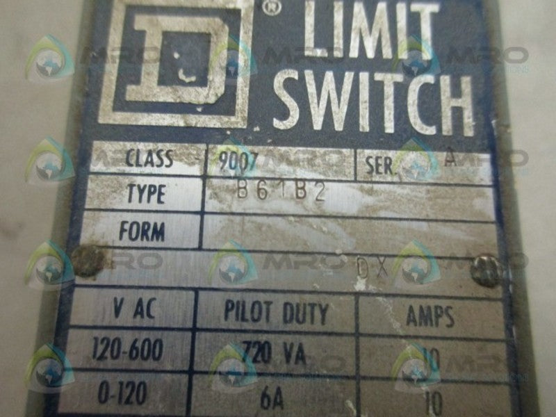 SQUARE D 9007B61B2 LIMIT SWITCH (AS PICTURED) UNMP