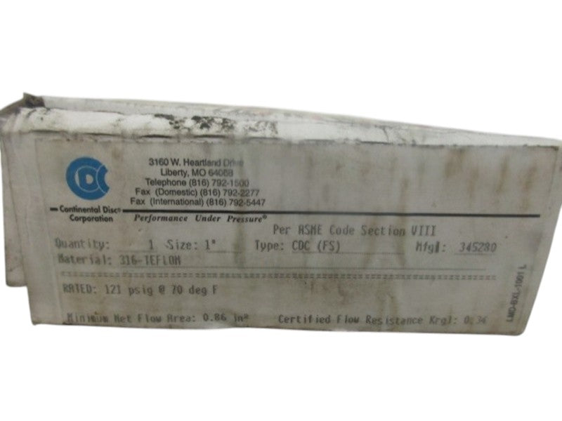 CONTINENTAL DISC 316-TEFLON NSMP