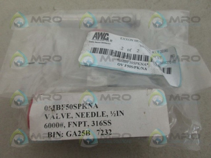 OLIVER 0MBF50SPKNA NEEDLE VALVE NSMP