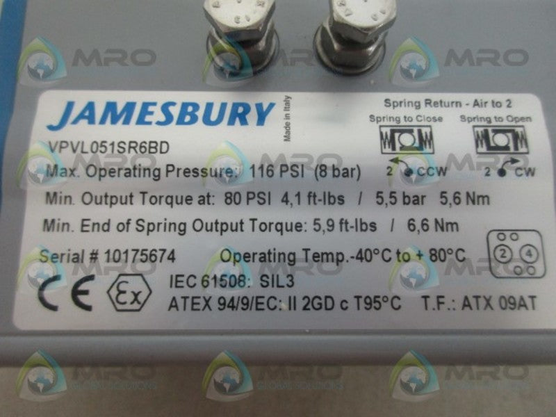 JAMESBURY VPVL051SR6BD ACTUATOR NSNP