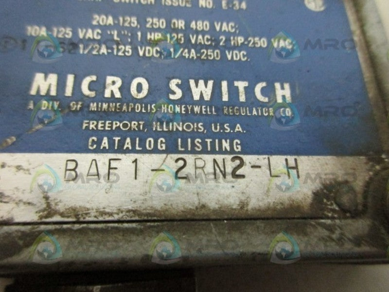 MICRO SWITCH BAF1-2RN2-LH LIMIT SWITCH (GREY) UNMP