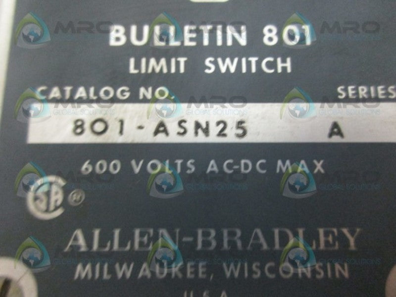 INDUSTRIAL SPARE PART 801-ASN25 SER A LIMIT SWITCH (AS PICTURED) UNMP
