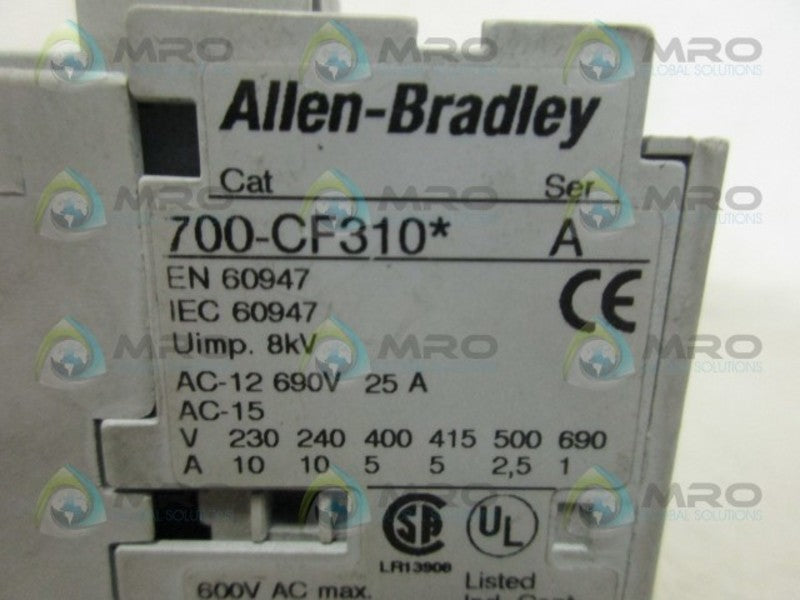 ALLEN BRADLEY 700-CF310 SER. A CONTACTOR RELAY UNMP